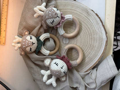 Reh Kollektion Handgemacht Schnullerhalter, Kinderwagenkette