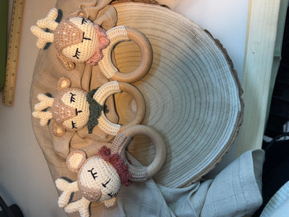 Reh Kollektion Handgemacht Schnullerhalter, Kinderwagenkette