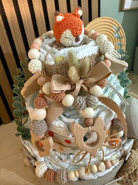 Windeltorte Fuchs, handgefertigt und personalisiert, in fünf Varianten erhältlich