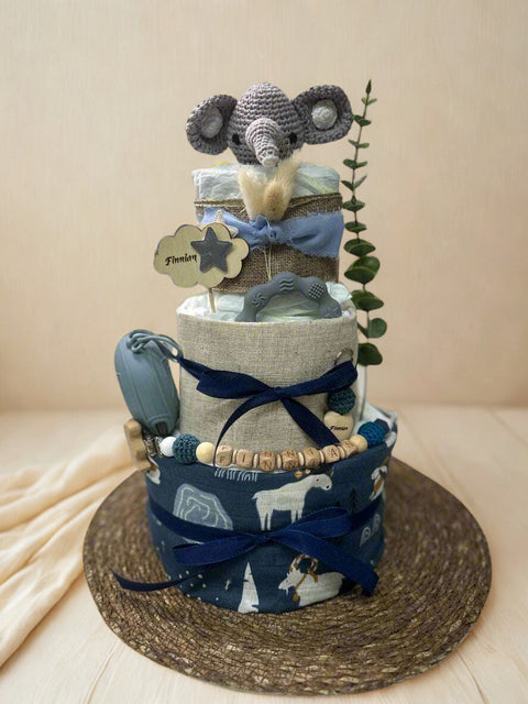 Windeltorte Blau, Junge, Elefant - Small Lights Shop