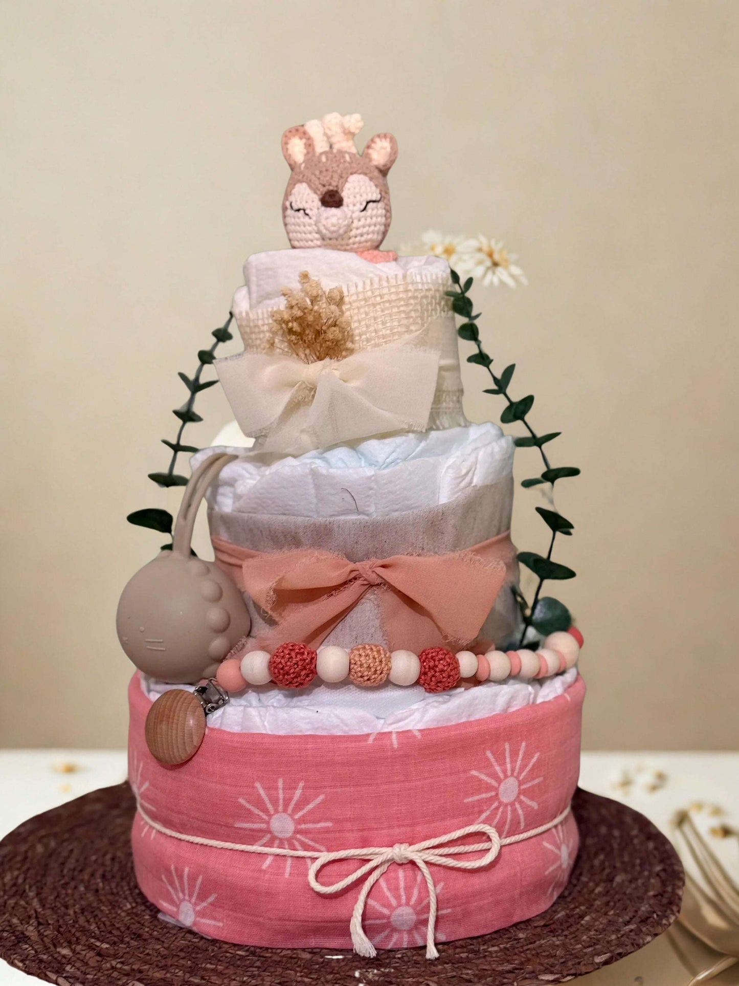 Windeltorte Mädchen Rosa Reh