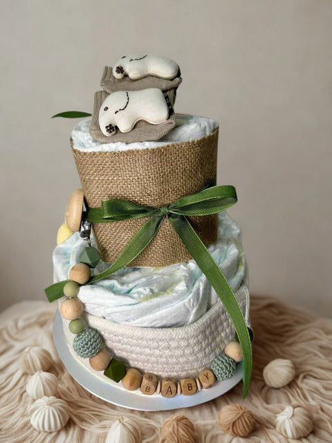 Windeltorte Grün mit Korb