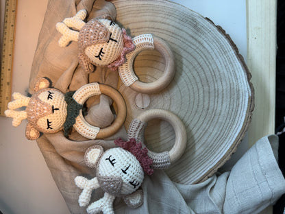 Reh Kollektion Handgemacht Schnullerhalter, Kinderwagenkette