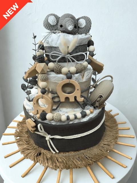 Windeltorte Elefantino, Geschenk zur Geburt, Babyparty Geschenk, Windeltorte Mädchen, Junge