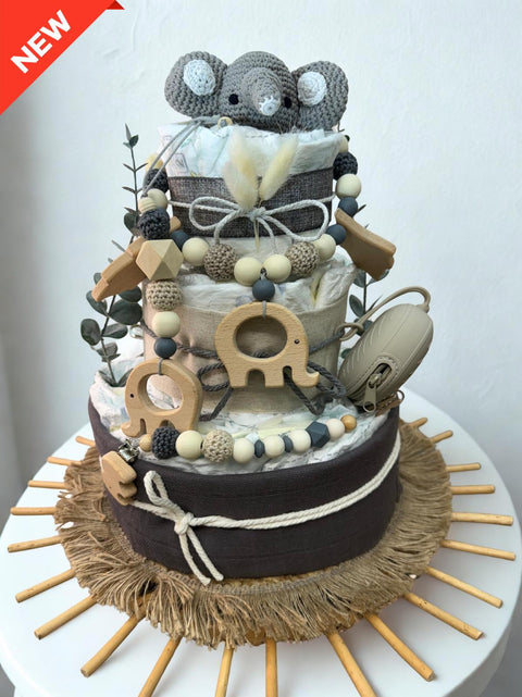 Windeltorte Elefantino, Geschenk zur Geburt, Babyparty Geschenk, Windeltorte Mädchen, Junge