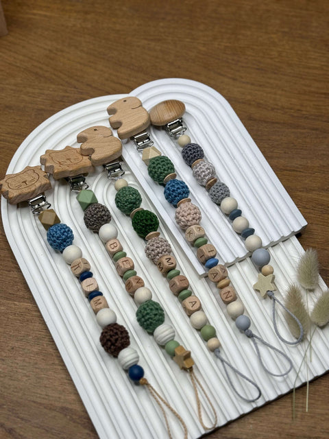 Schnullerkette personalisiert, handgemacht, CE geprüft - Small Lights Shop