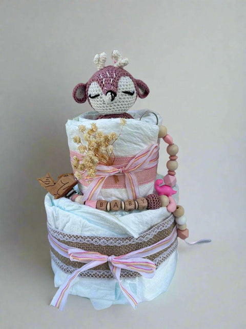 Windeltorte Mini – Personalisierte Babytorte in 5 Varianten für Mädchen, Jungen & Unisex - Small Lights Shop