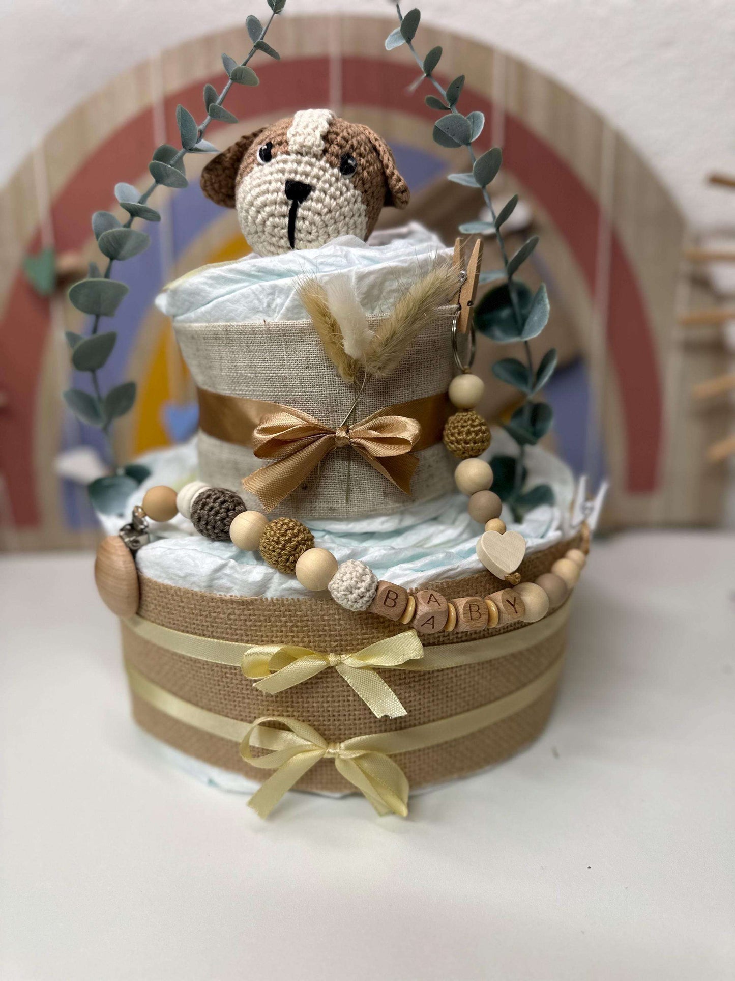Windeltorte Mini – Personalisierte Babytorte in 5 Varianten für Mädchen, Jungen & Unisex - Small Lights Shop